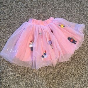 Hannah Anderson Pink Tulle Skirt with Fun Embellishments-